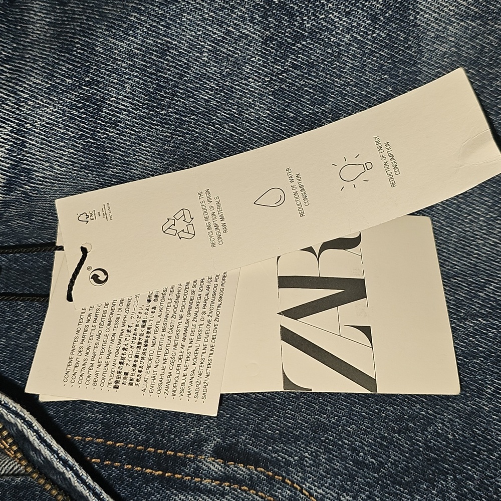 NWT Zara Blue Straight-Leg Distressed Jeans - Picture 8 of 8